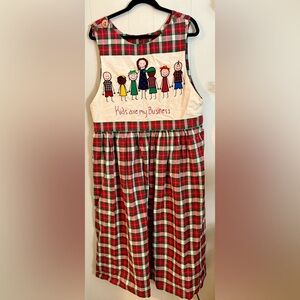 Teacher Kids Are My Business Plaid Dress with Embroidered Design, XL/1X